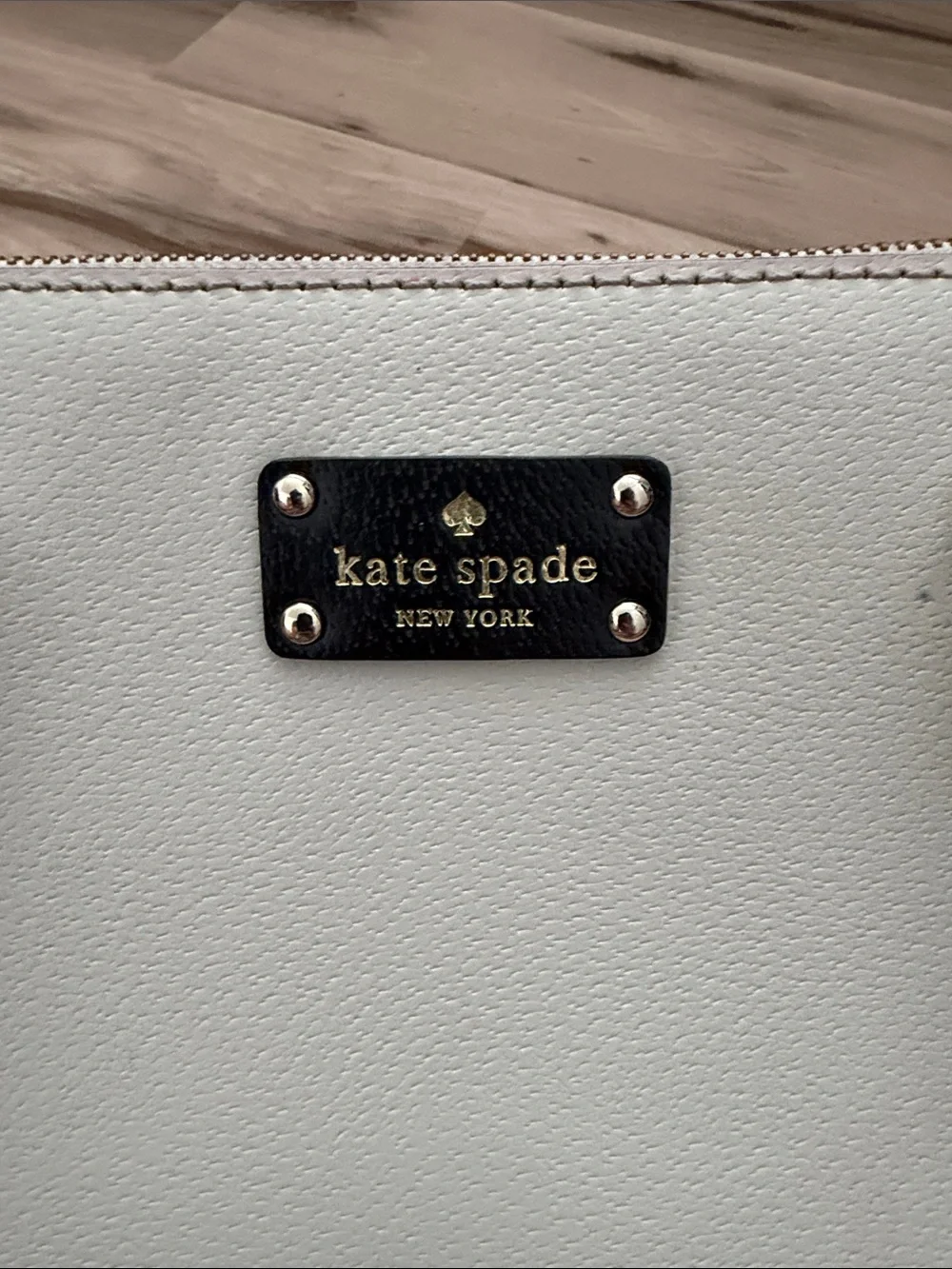 kate spade Cream Satchel with Black Handles